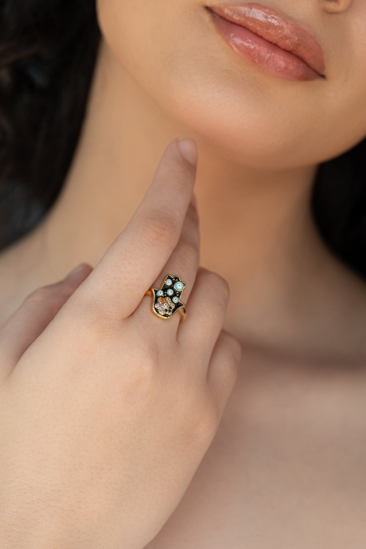 Hamsa Evil Eye Ring