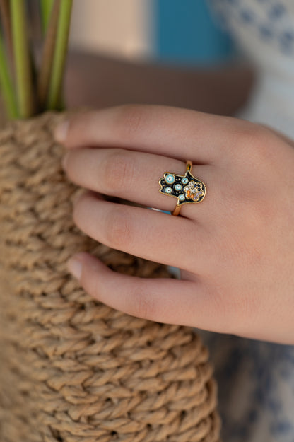 Hamsa Evil Eye Ring