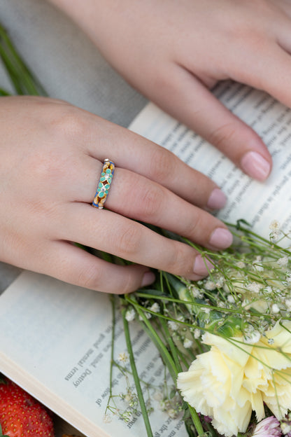 Flora Enamel BLue/Lilac