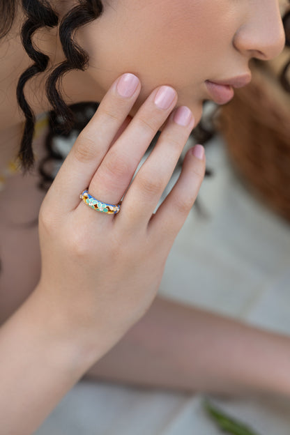 Flora Enamel BLue/Lilac